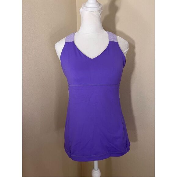 Lululemon Push Your Limits Power Purple Micro Stripe Athletic Tank Top 6 - Picture 1 of 6
